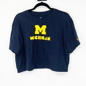 Nike Michigan Navy Cropped Short Sleeve Tee